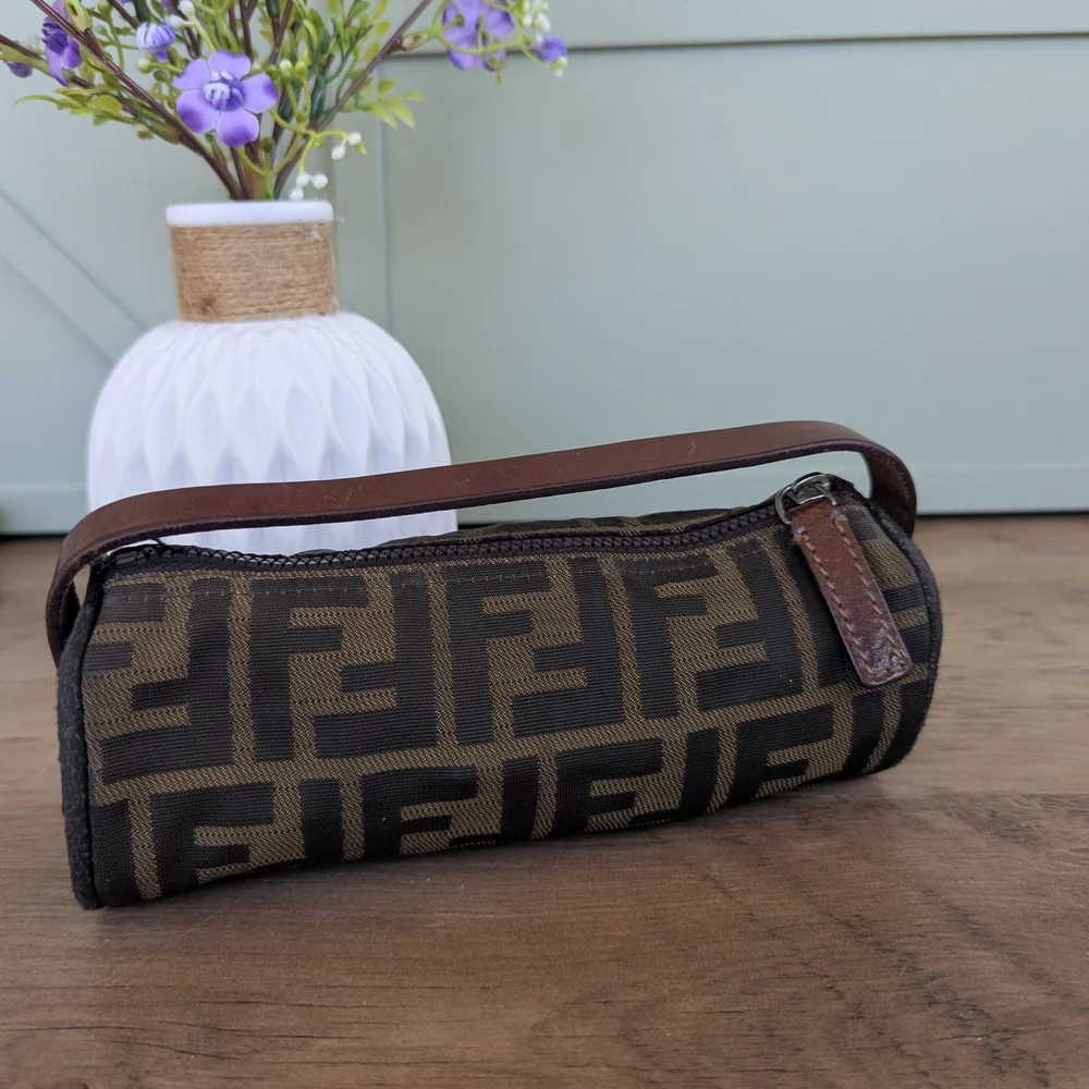 Fendi Zucca Canvas Mini Baguette Wristlet - Brown/Black - Picture 4 of 16